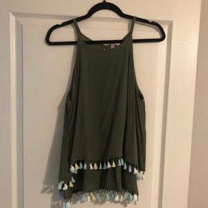 Francesca Green Tassel Tank - Large